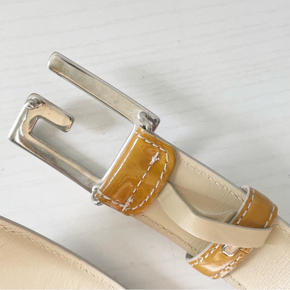 Gucci yellow patent leather square G logo leather small belt - Picture 7 of 9